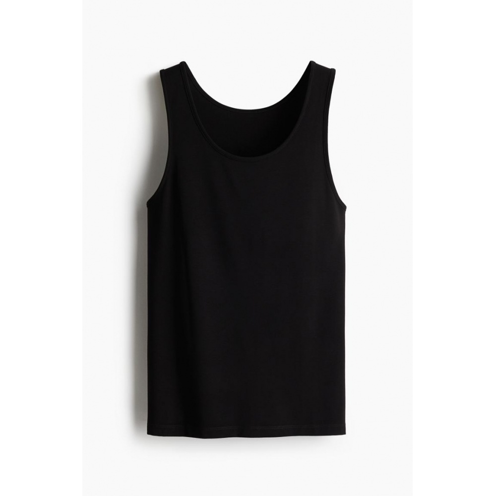 H&M リヨセルノースリーブトップスリムフィットライクラブラック