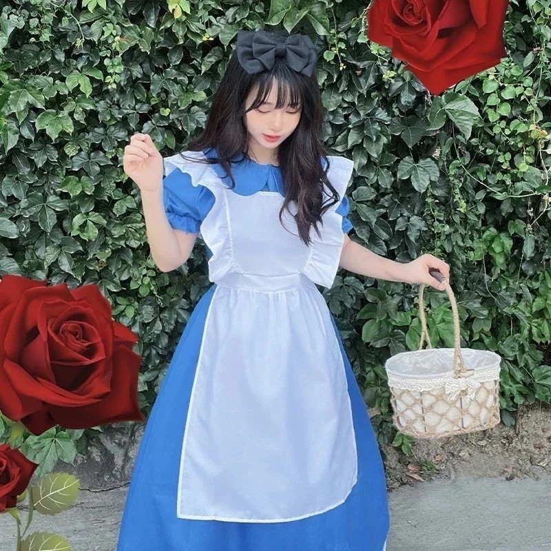 【急速発送】超低価 格 ハロウィーンアリスワンダーランドメイド衣装コスドレスロリータ半袖ソフトシスタープリンセスドレス