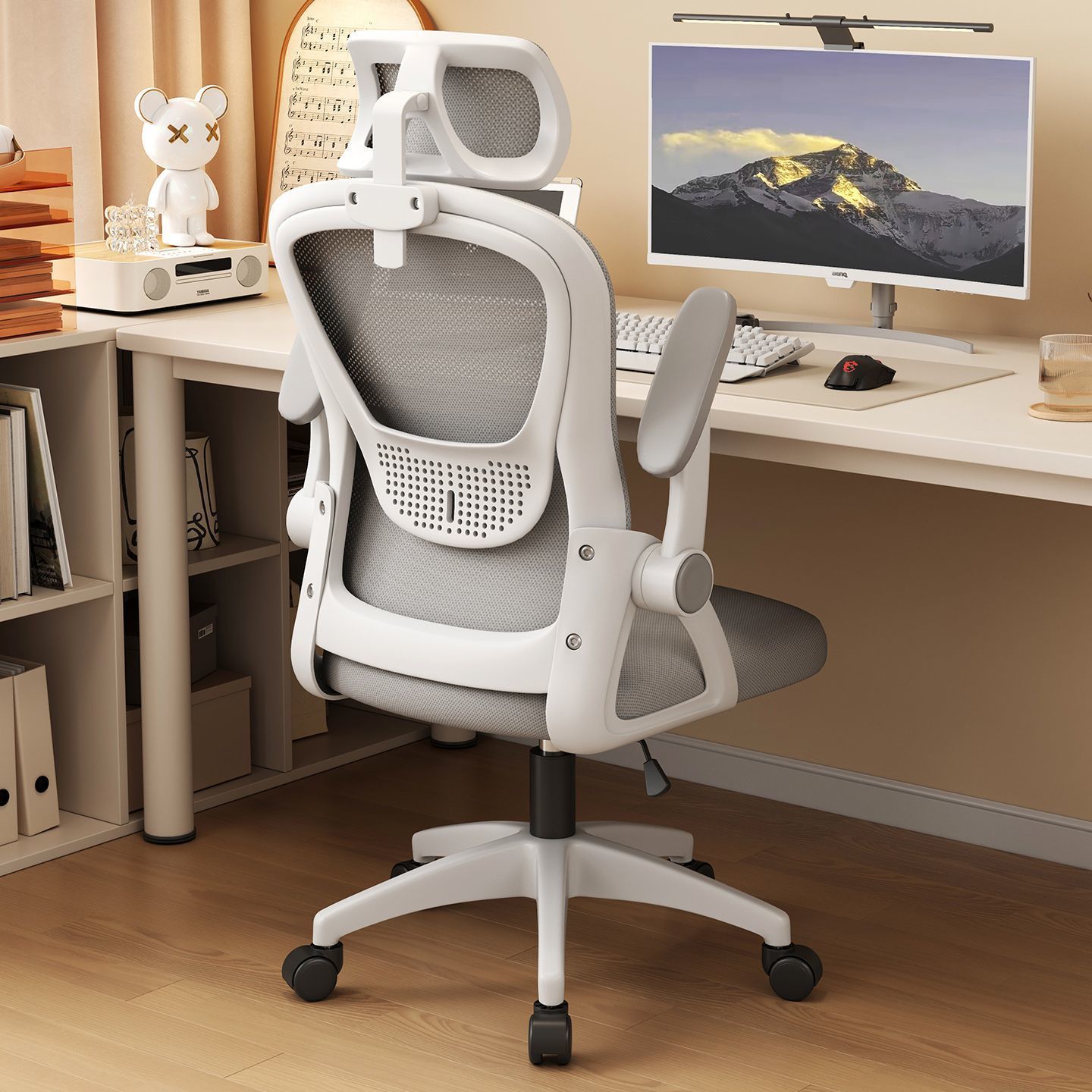 コンピュータのいす家庭用の快適な座り長いオフィスのいすオフィス学生の寮椅子の人間工学の背もたれを学びます