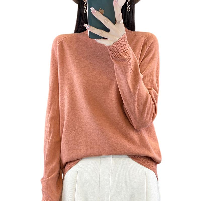ハイネック 長袖 レディース 秋 ニット トップス 大きいサイズ セーター 韓国 柔らかい 通気性 シンプル カジュアル おしゃれ 普段使い 旅行オレンジ 黄色 ベージュ