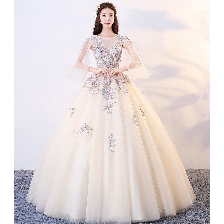 カラードレス 演奏会用ロングドレス ウェディングドレス 結婚式 人気 ラベンダー ワンピース 二次会ドレス パーティードレス シャンペン色 17,234円