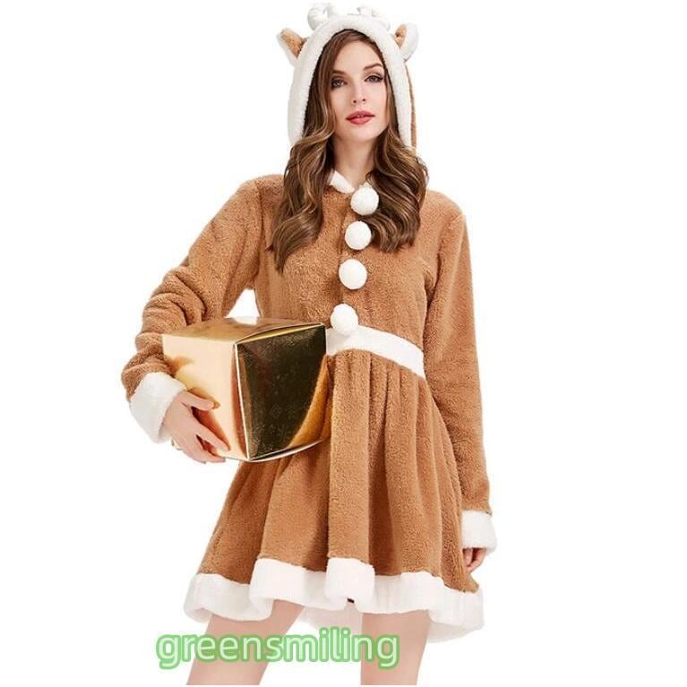 【激安販売】クリスマス コスプレトナカイ コスプレ 衣装 仮装 トナカイ 着ぐるみ フード付き 女性 トナカイコスチューム アニマル 動物 レディース