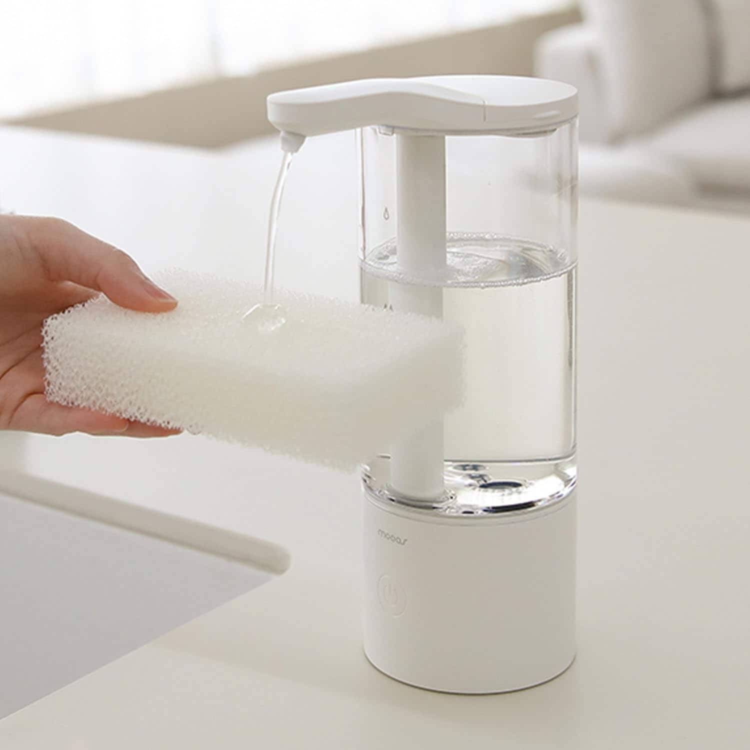 mooas 自動ハンドソープディスペンサータッチレス食器用ソープディスペンサー2つのソープレベル防水モーションセンサー充電式自動ソープディスペンサー家庭用キッチンバスルーム用