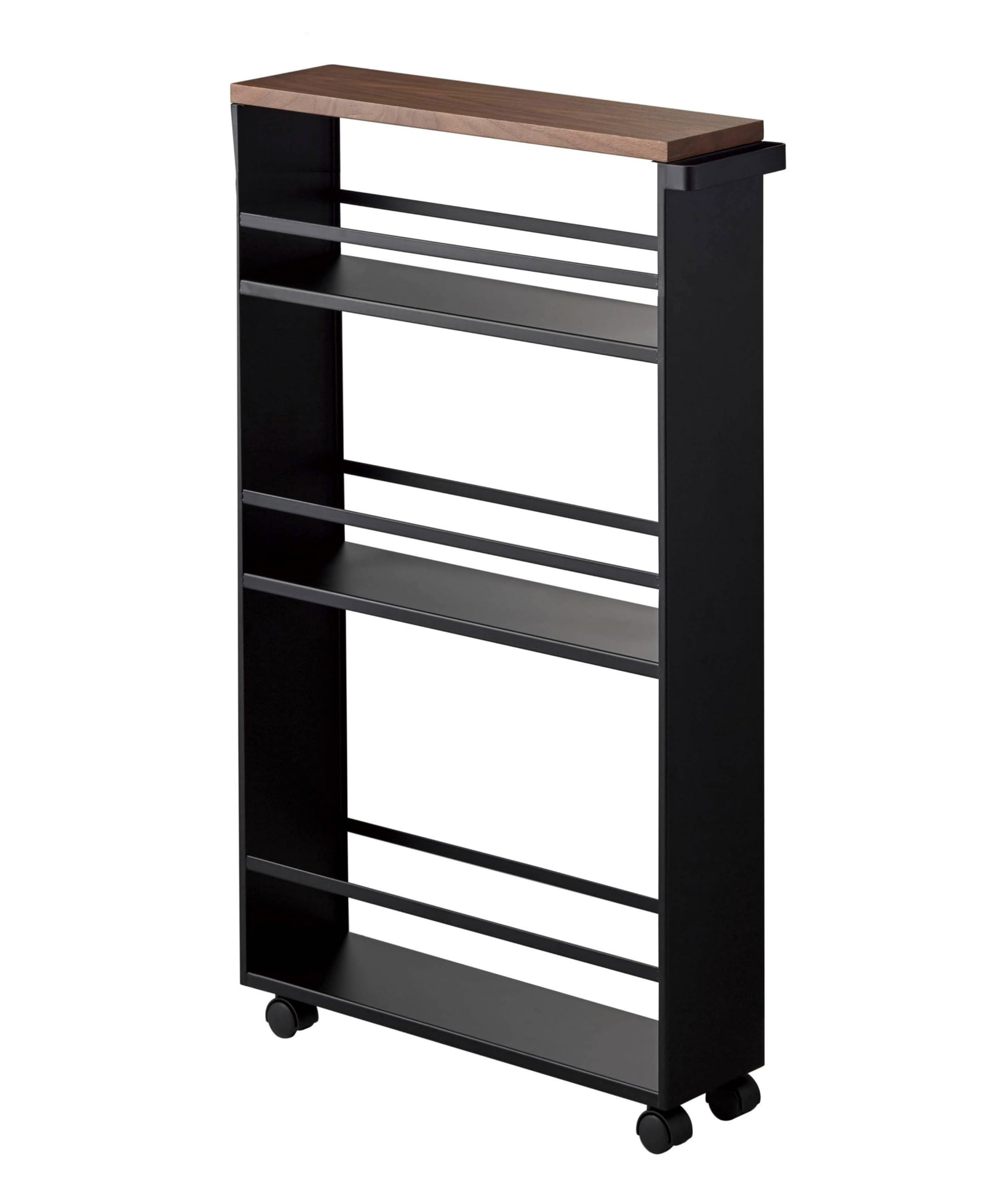 ハンドル付き スリムワゴン ブラック 約W13×D47.5×H80.5cm タワー tower 【本体完成品:キャスターのみ取付け】 キッチンワゴン 3628