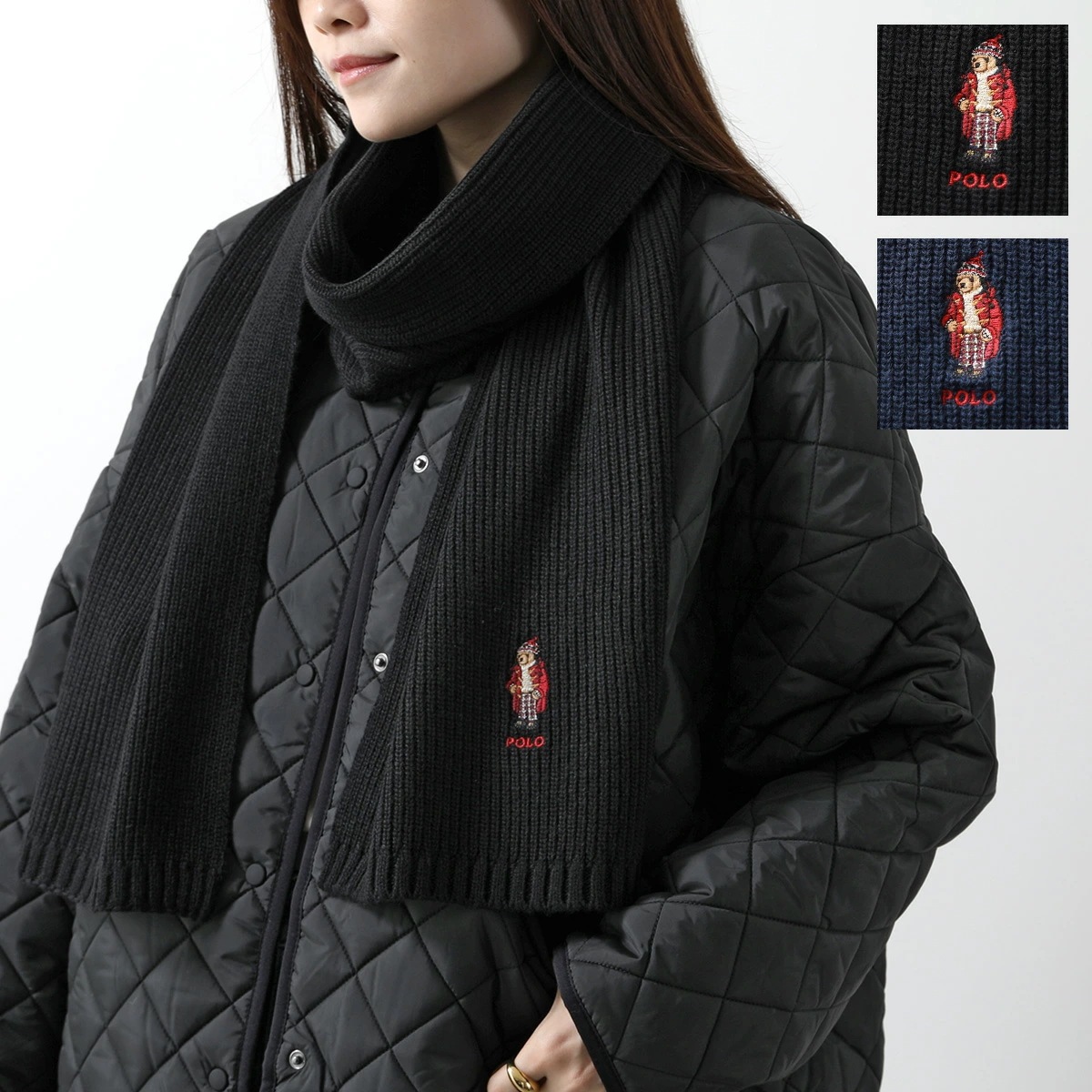 Polo Ralph Lauren ポロラルフローレン マフラー PC1300 レディース テディベア ロゴ刺繍 リブ ウールブレンド ストール カラー2色 13,629円