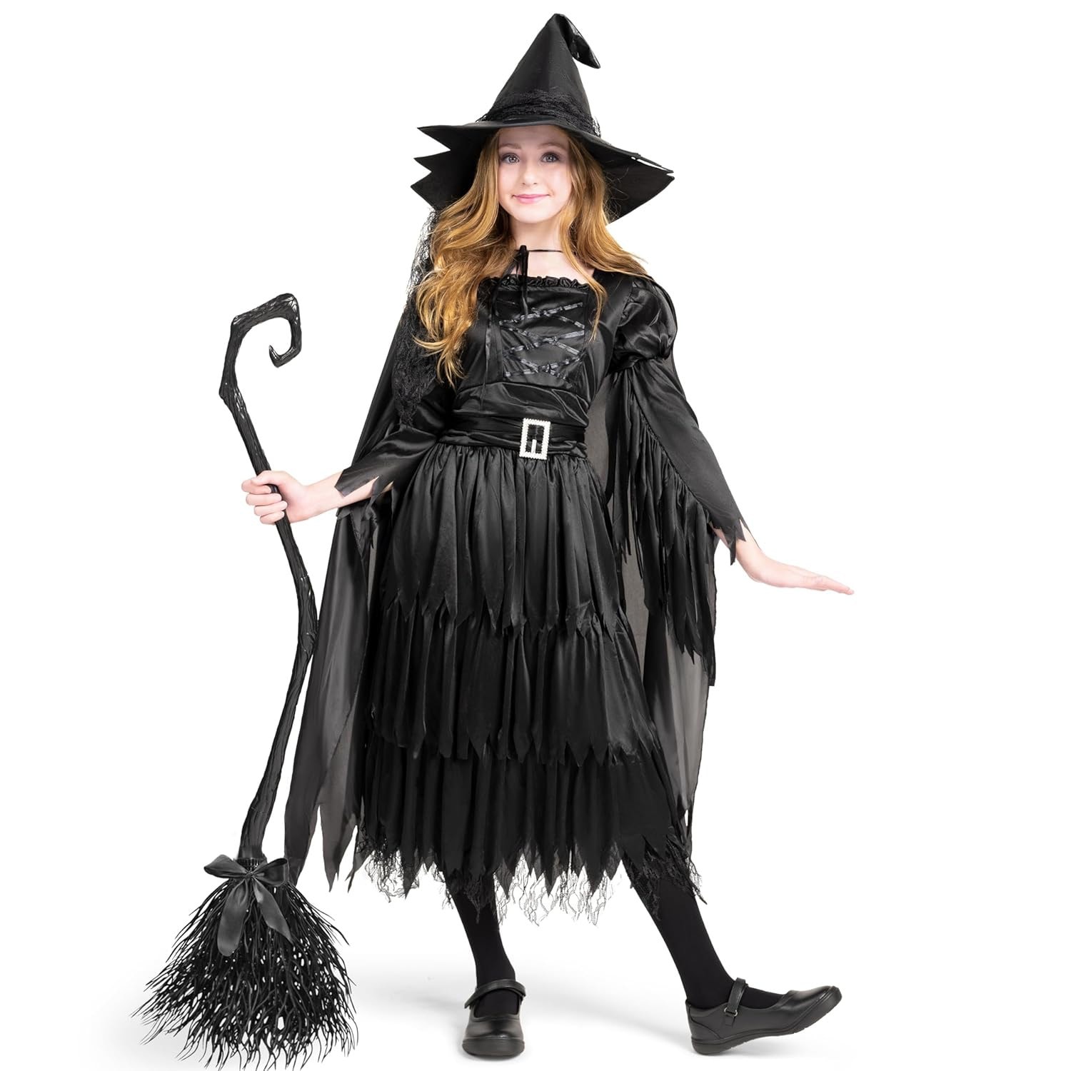 ハロウィン子供用コスチューム 女の子用 黒魔女ドレス 魔女ショールケープ カーニバルパフォーマンスコスチューム 4,789円