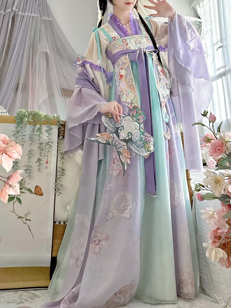 晴月オリジナルの齐胸襦裙漢服（女性用）2026年春夏改良された唐風デザイン仙気で美しい古装
