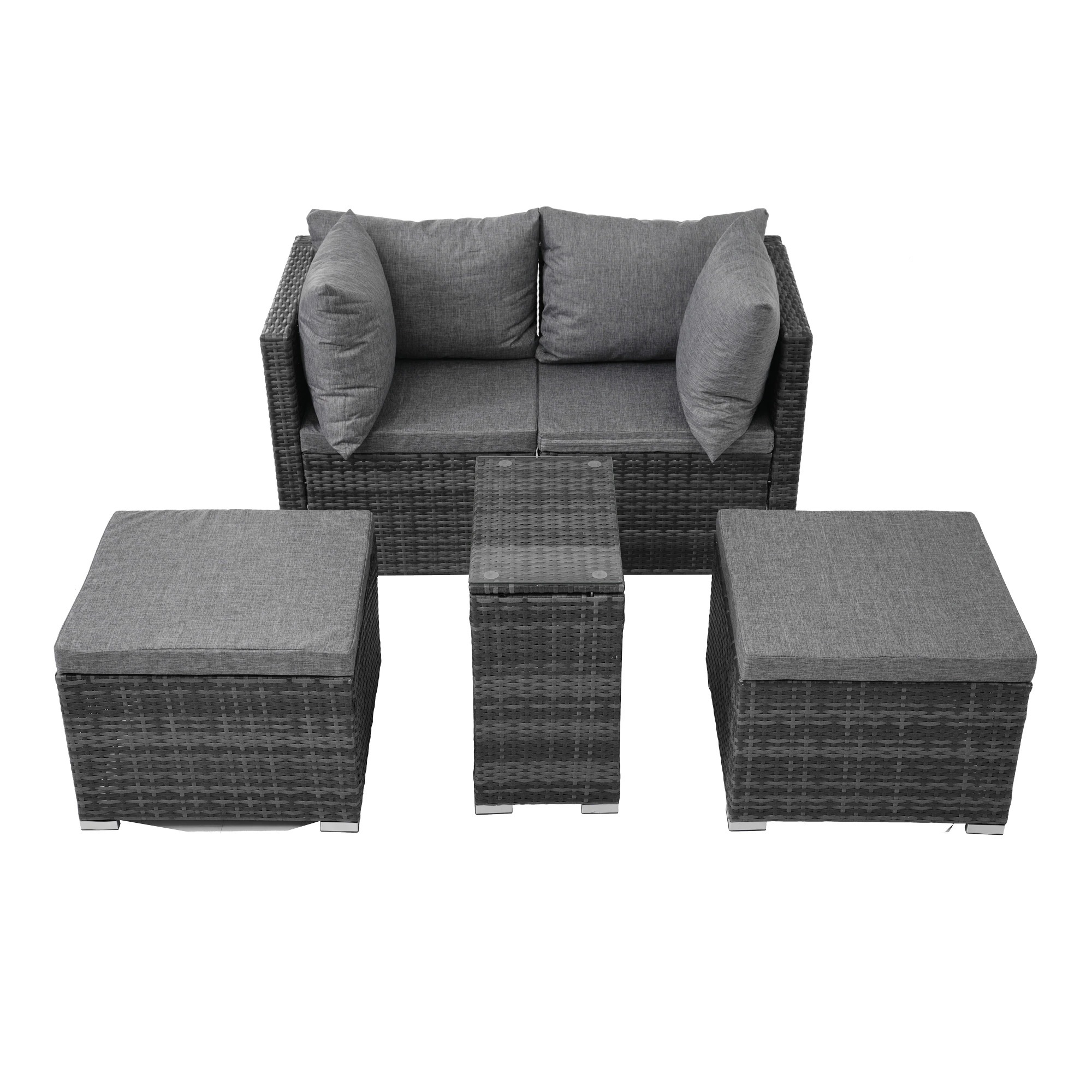 国内即発送!ラタン調 ガーデンファニチャー 5点 積み重ねて収納できる！ガーデン テーブル チェアー ラタン調 テーブル 家具 樹脂 楽組 ホテル カフェ ベランダ テラス 高級