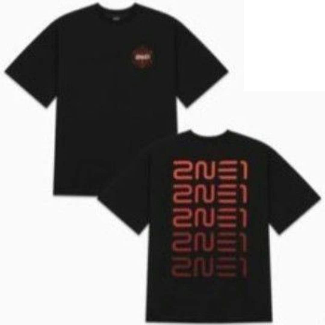 【国内発送】 公式 2NE1 [ WELCOME BACK ] オフィシャルTシャツ 黒 ウェルカムバック ダラ CL ミンジ ボム