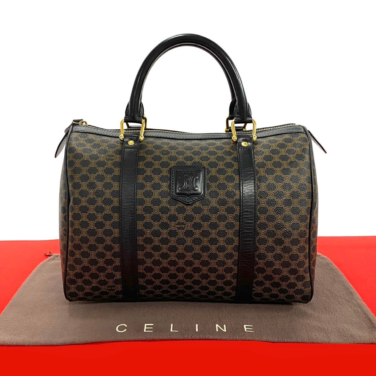 ヴィンテージ マカダム ブラゾン トリオンフ ロゴハンドバッグ レザー PVC ブラック 38149