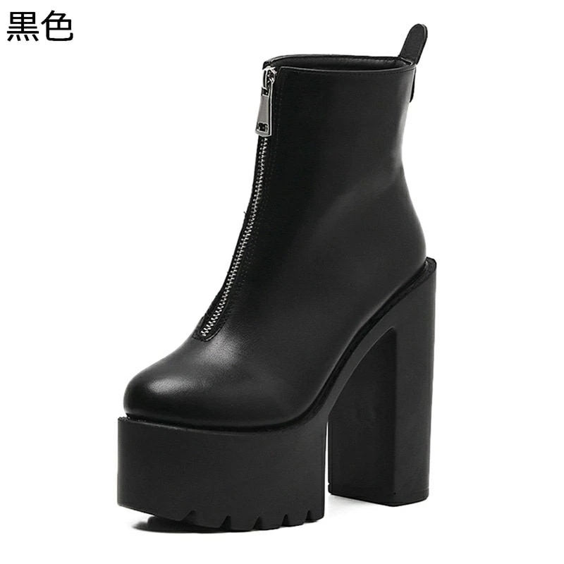ハイヒール 14cm ショットブーツ チャンキーヒール レディース 舞台 プラットフォーム 厚底 ブーティー 柔らかい アンクルブーツ 歩きやすい ゴシックパンク コスプレ 仮装 モード系 ダンス 革