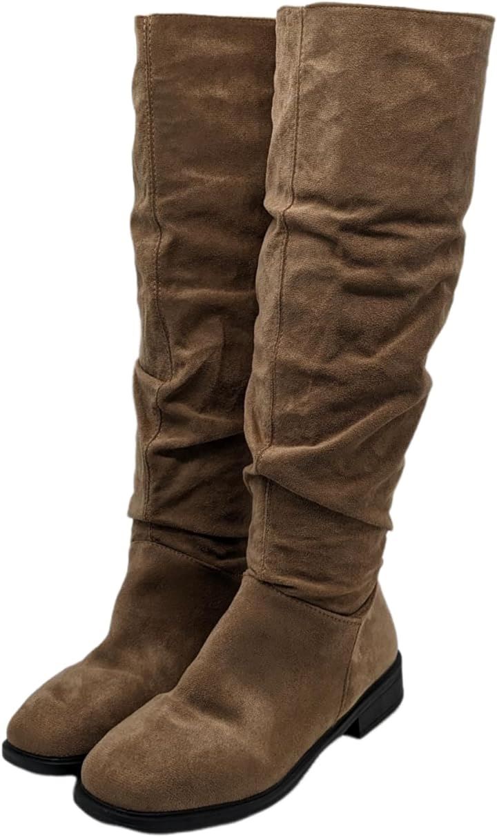 くしゅくしゅブーツ レディース スエード ロング ローヒール インソール付き( ダークベージュ, 23.5 cm) 5,016円