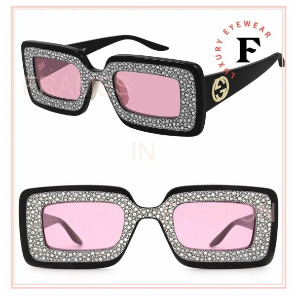 サングラス GUCCIHollywood Forever 0974 Black Pink Crystal Pave Gg0974S 001 Sunglasses