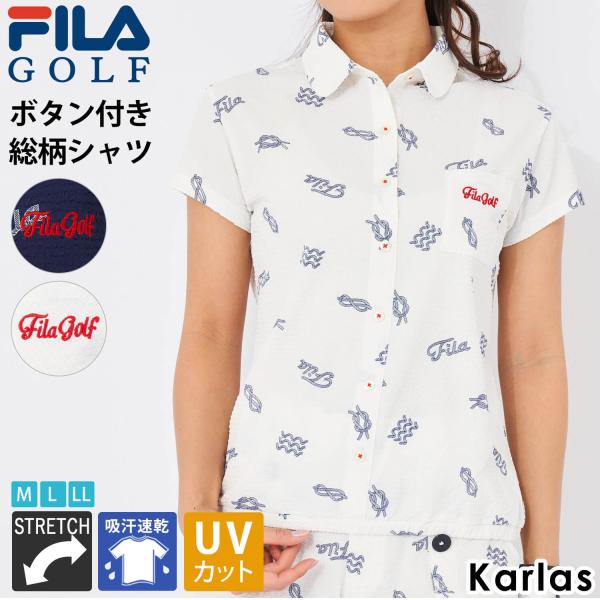 ゴルフウェア シャツ 半袖 レディース M L LL ドライ UVカット ストレッチ 涼しい ボタン付きシャツ