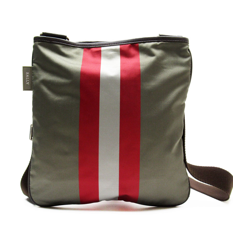 バリー BALLY 斜め掛けショルダーバッグ ナイロン カーキレッドホワイトブラウン ユニセックス g4045a