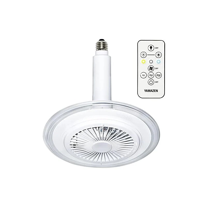 【即納】[山善] 導光板 FAN付き LEDミニライト 調色/調光タイプ 左右角度調節機能 白熱電球60W相当 E26ソケットタイプ 小型照明 810lm リモコン付き 省エネ 工事不要 DFLC-6