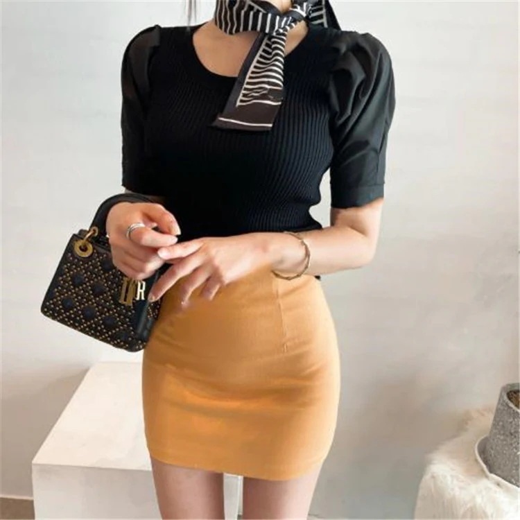 【急速出荷!】追加発売品質保証早い者勝ちc シンプル 半袖 薄い アイスシルク ニットトップス レディース 新作 韓国 スクエアネック トップス カジュアル 百掛け