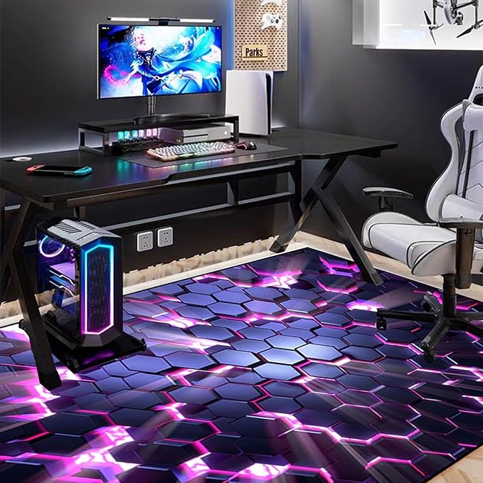ゲーミングマット 3D 大判 デスクマット ゲーミングチェアマット 防音 ラグ 椅子用マットカーペット 140*200cm 洗濯可 カットOK 防臭 ゲーミング椅子マット フロアマット フェルト傷防止