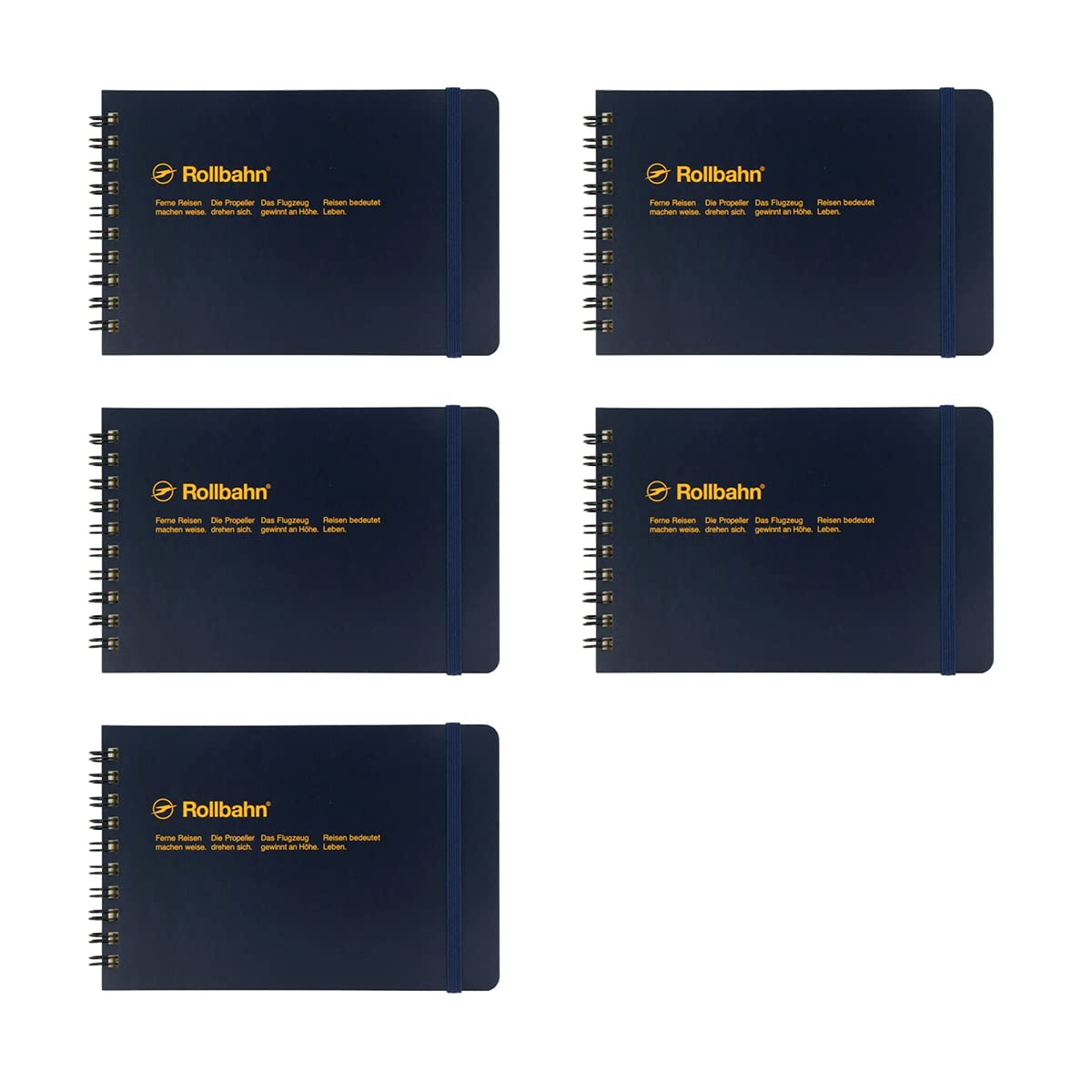 [デルフォニックス]【5冊セット】ロルバーン ポケット付メモ 横型 M（ダークブルー）