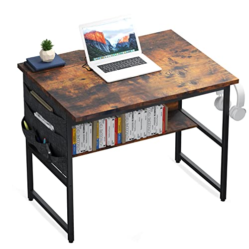 色：ビンテージ サイズ：80*50*72cm ZXD 机 pcデスク ラック付きデスク 幅80cm*