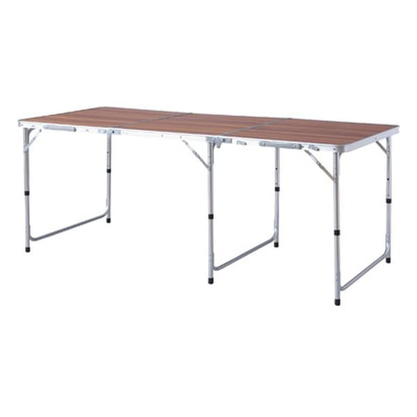 フォールディングテーブル ワイド D80 ブラウン 幅180×奥行き80×高さ54/62/70cm ODL-558