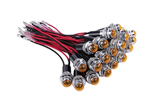 24V LED パイロット ランプ ダイヤカット 20個セット イエロー 16 16φ インジケーター ライト シグナル インジケータ カスタム パーツ 汎用品