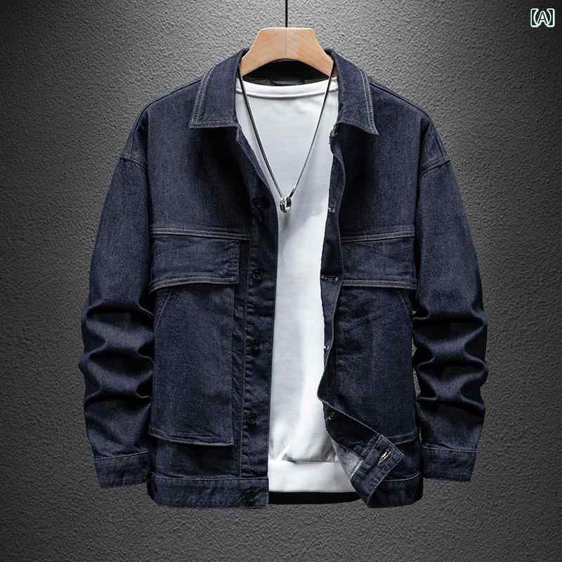 メンズ ファッション 春秋 原 デニムジャケット アメリカン レトロ 大きいサイズ 秋風 バイク ワークジャケット
