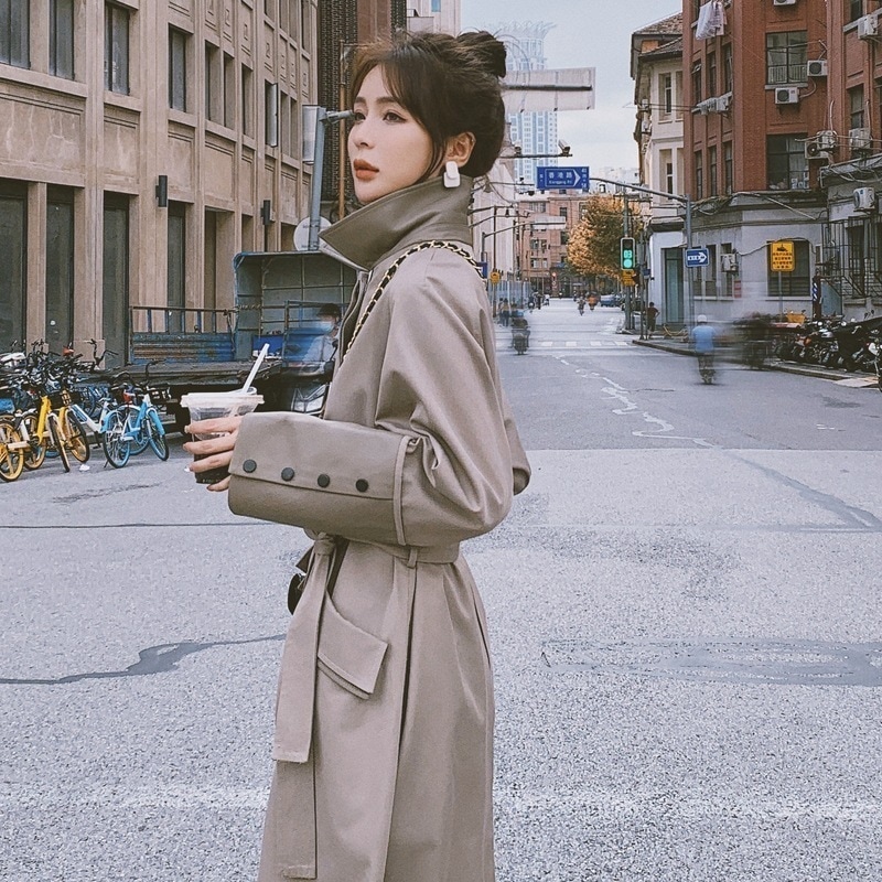 ブランド春トレンチコートレディースアウター韓国ファッション長袖トップスカーディガン2025人気新作福袋