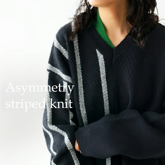アシメニット ニット レディース トップス 長袖 ・メール便不可