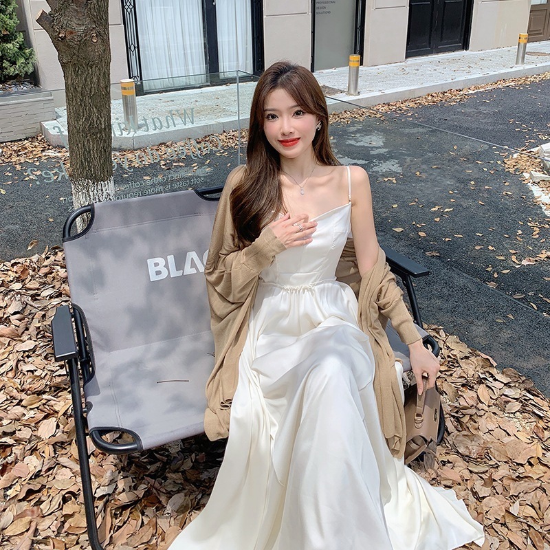 お姉さんビッグビューティー四季サスペンダースカート気質オフショルダーウエストロングインナースレディース夏