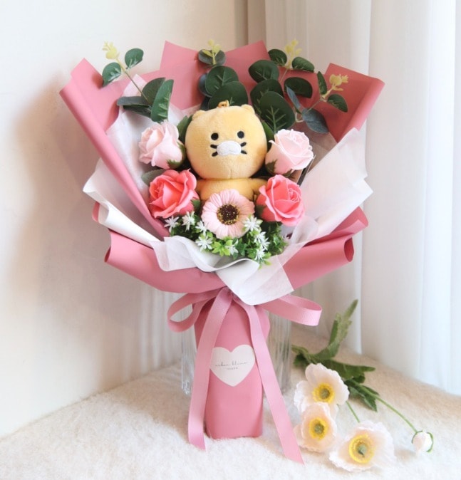 韓国＊KAKAO ぬいぐるみ花束 石けん造花 HANDMADE＊3色＊