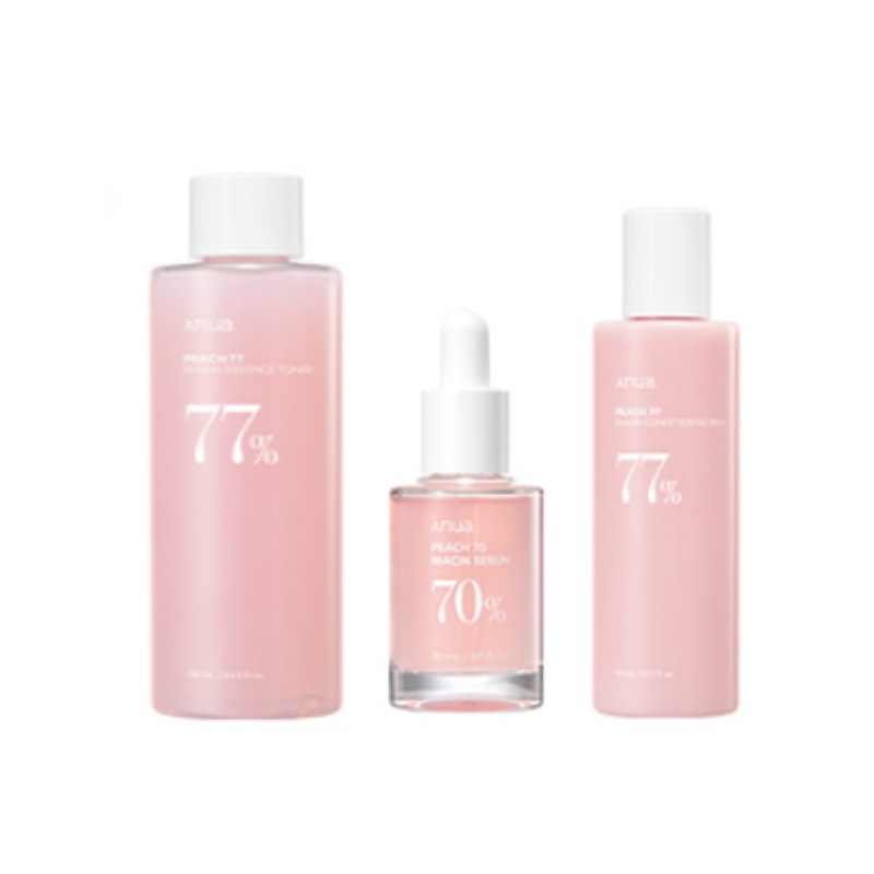 (桃トリプルセット) 桃77％ナイアシンエッセンストナー, 250ml+桃70％ナイアシンセラム, 30ml+ 桃77 ナイアシンコンディショニングミルク 150ml