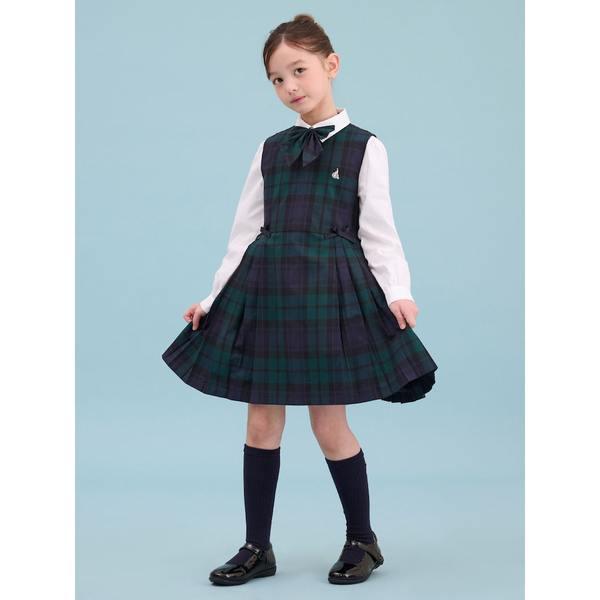 [BEANPOLE KIDS] チェック新学期ベスト型プリーツワンピース グリーン (BI5171G03M)