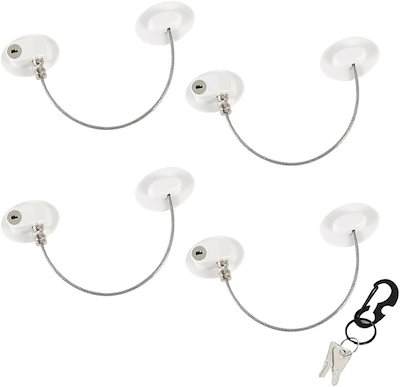 他サイト： ドアロック 鍵付き 黒 指はさみ防止 地震対策 ドア開け防止 安全ロックドア(ホワイト, ４個)の商品画像