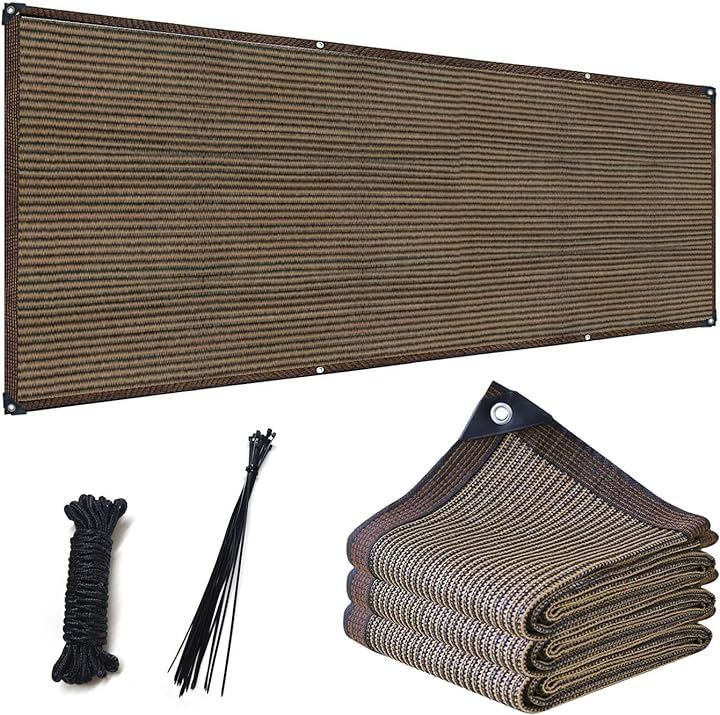 ベランダ 目隠し シェード 日除けシェード 遮光ネット マンション UVカット 1M-10M(コーヒー色, 1M-10M)