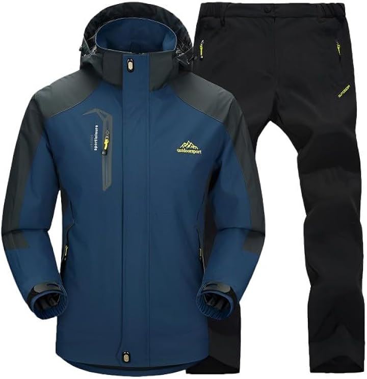 上下セット 撥水 レインコート レインウェア カッパ 防水 バイク 釣り 登山 キャンプ アウトドア サイクリング 防災 フード 耐水圧 13000mm メンズ(ネイビー, XL)