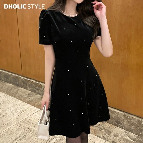 ベルベットスタッズ半袖ワンピース・p618763