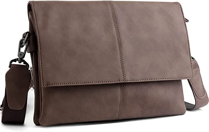 マローサム カジュアル と 多機能 メンズ ショルダー バッグ PUレザー 茶(ブラウン)