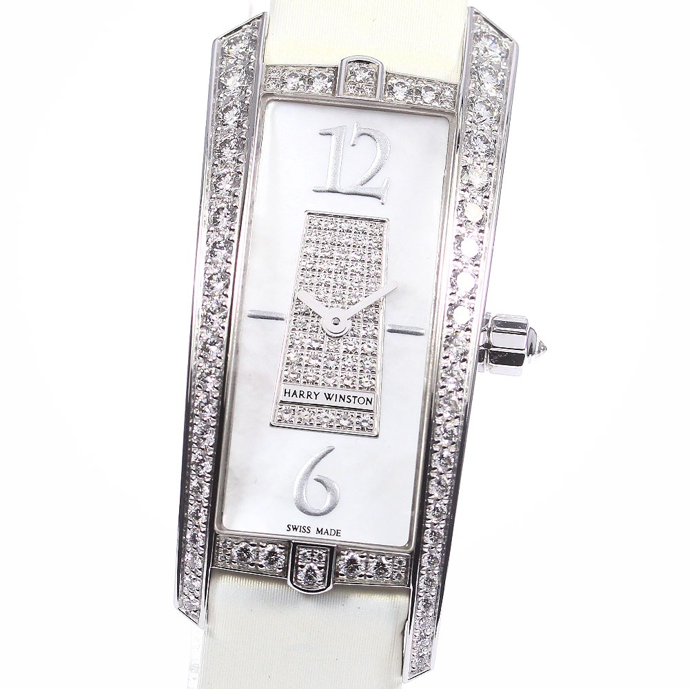 ハリーウィンストン HARRY WINSTON 340LQW アヴェニュー トラフィック K18WG ダイヤベゼル クォーツ レディース 箱保証書付き_762757【中古】