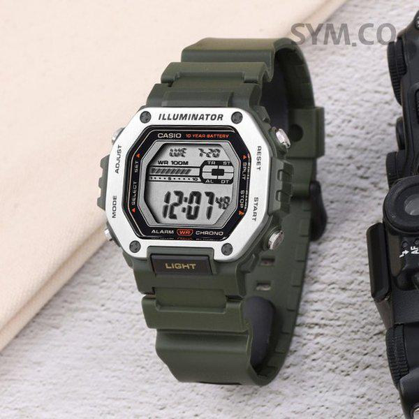 MWD-110H-3A ダイバー スポーツ スクエア デジタル メンズ ウレタン 腕時計 d