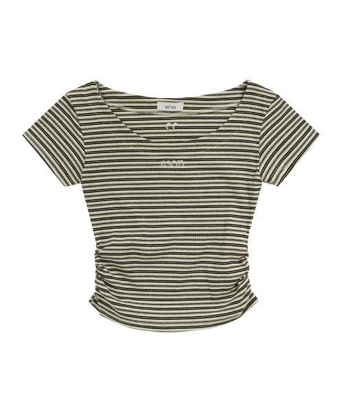 【AS"ON】 RAIL STRIPE TEE / IVORY 正規品