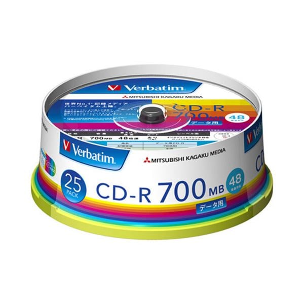 （まとめ） バーベイタム データ用CD-R700MB 4-48倍速 ホワイトワイドプリンタブル スピンドルケース SR80FP25V11パック（25枚） 10セット
