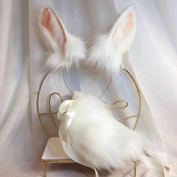 コスプレ道具 兎 耳 尻尾 手作り モコモコ 文化祭 学園祭 パーティー COSPLAY コスチューム アクセサリー cosplay用 イースター dd049zozot2
