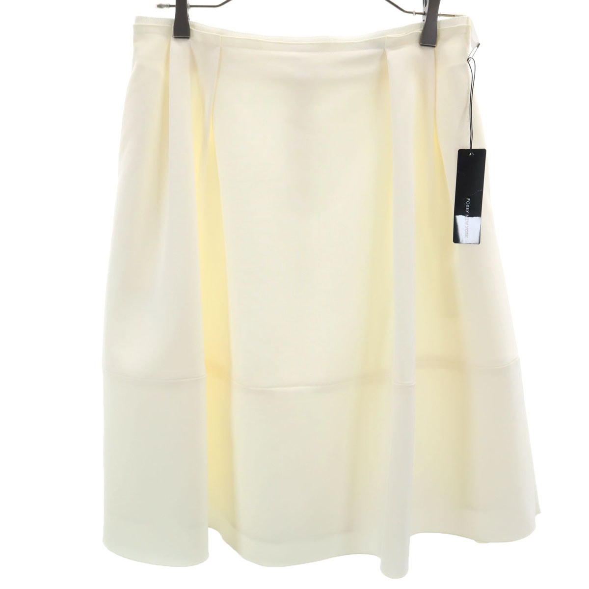 FOXEY NEW YORK フォクシーニューヨーク 日本製 ミディ丈 フレアスカート 40 ホワイト レディース 古着