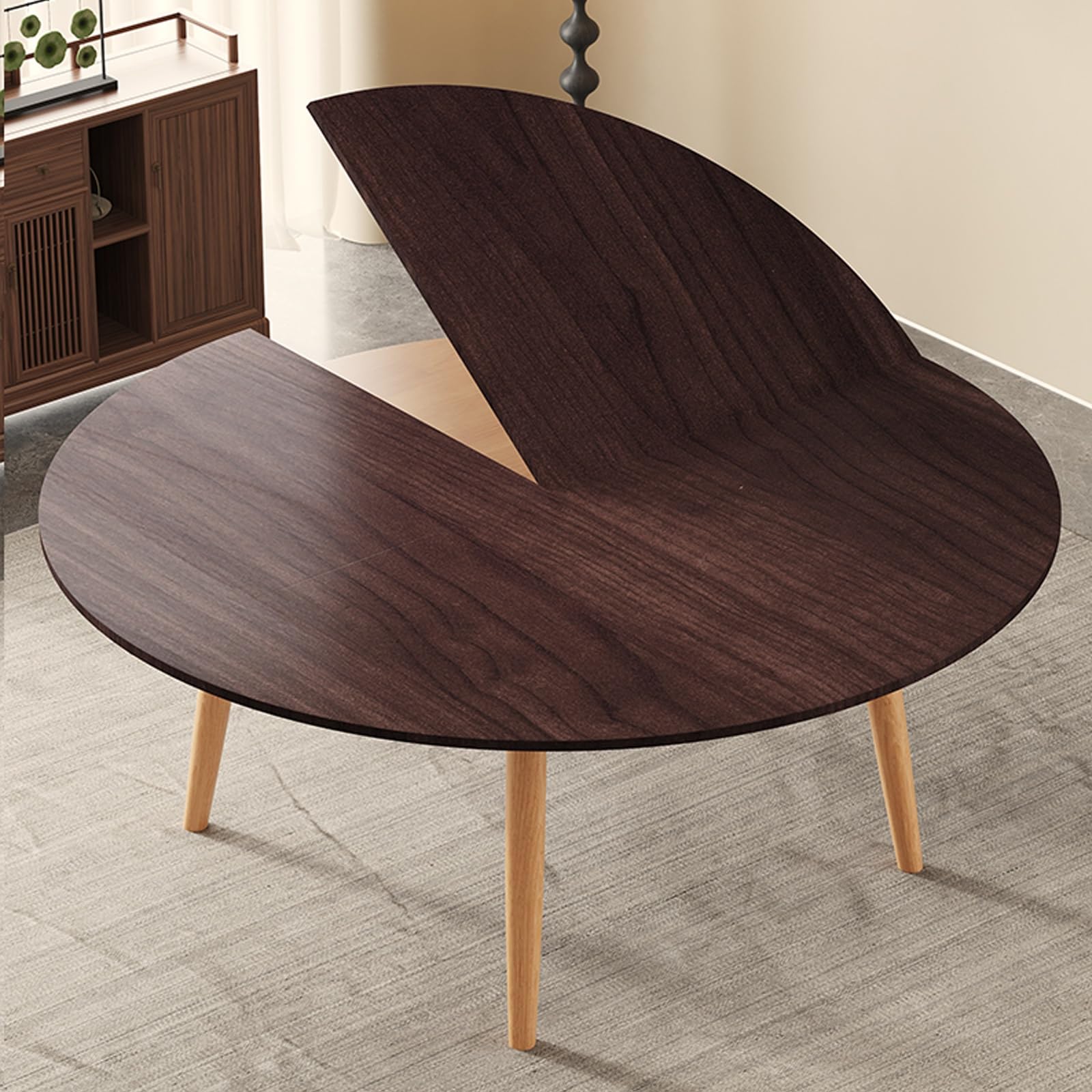 大きな丸型折りたたみテーブルトップのみ木製テーブルトップエクステンダー一時的な折りたたみデスクトップレストラン宴会パーティー家族の集まり用(Walnut 120cm/47.2in)