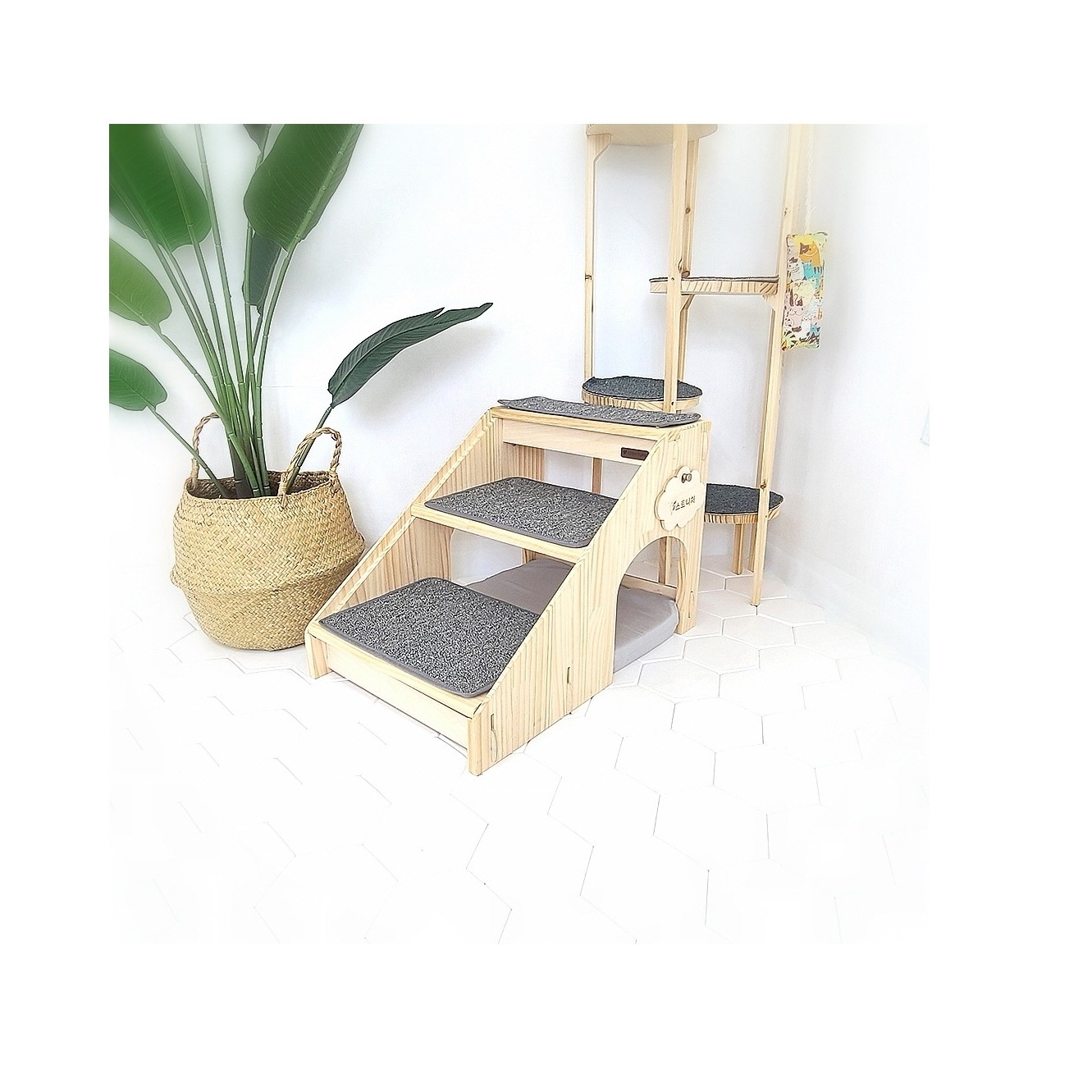 原木100% 韓国 手作り 犬 猫 ステップ ドッグ 階段 2段 ペット 犬 猫 小型犬 ソファー ベッド 階段