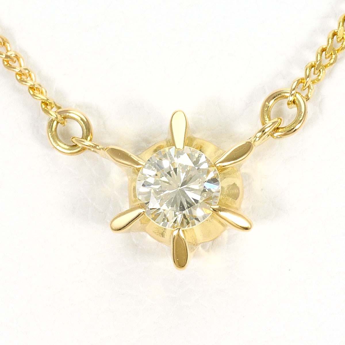 K18 18金 YG イエローゴールド ネックレス ダイヤモンド 0.19ct 総重量約2.1g 約40cm ジュエリー 中古