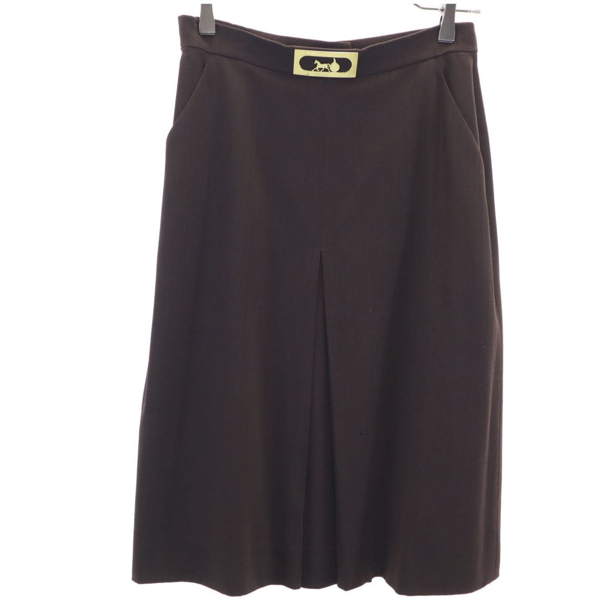 フランス製 ミモレ丈 タイトスカート 38 ブラウン レディース 古着