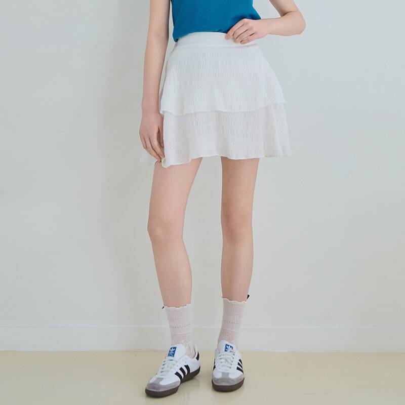 アイレット付きティアードミニスカート_2色展開