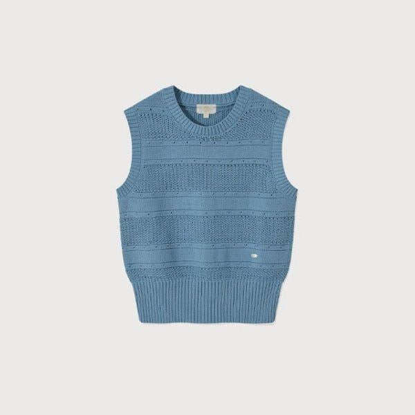 ジョッキ JQS CO2502KT84-SB ウーマン スカシ ニット ベスト Sky Blue